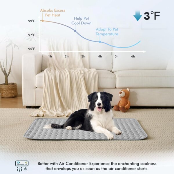 Golden retriever resting on PetCool™ washable cooling mat during summer
