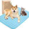 Pet cooling mat in blue – washable and reusable summer pad for dogs and cats